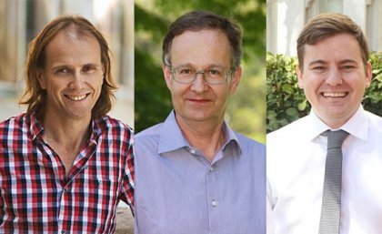 UQ's Fulbright winners (from left) Dr Christopher Dixon, Dr Ralf Dietzgen and David Rawson.